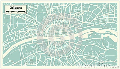 Orleans France City Map in Retro Style. Outline Map. Stock Photo