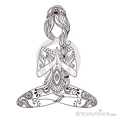 Ornament beautiful card with Vector yoga Vector Illustration