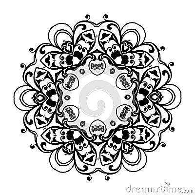 Ornament black white card with mandala. Stock Photo