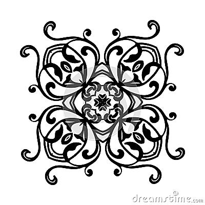 Ornament black white card with mandala. Stock Photo