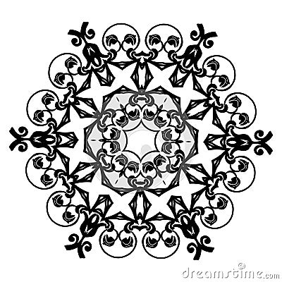 Ornament black white card with mandala. Stock Photo