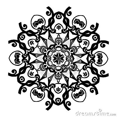 Ornament black white card with mandala. Stock Photo