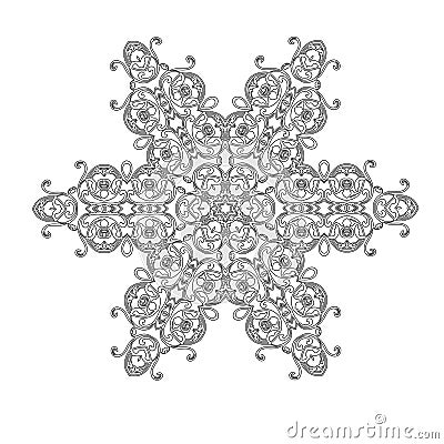 Ornament black white card with mandala Vector Illustration