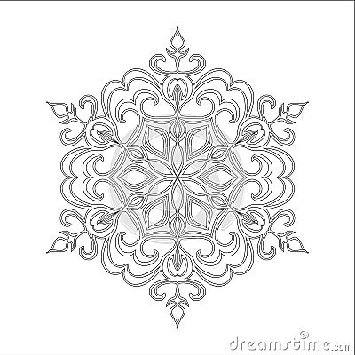 Ornament black white card with mandala. Stock Photo