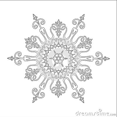 Ornament black white card with mandala. Stock Photo