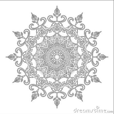 Ornament black white card with mandala Vector Illustration