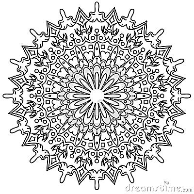 Ornament black white card with mandala. Vector Illustration