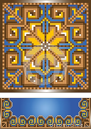 Ornament for the blue carpet. Pattern. Illustration. Vector Illustration