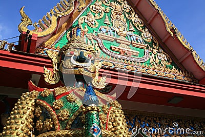 Ornament: Colorful giant guardian beside temple Stock Photo