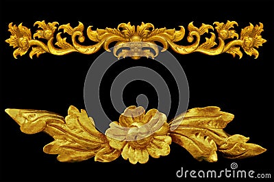 Ornament elements, vintage gold floral designs Stock Photo