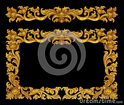 Ornament frame of gold plated vintage floral Stock Photo