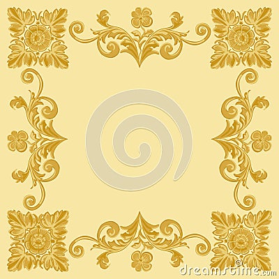 Ornament gold pattern vintage frame Vector Illustration