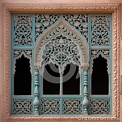 Ornament lattice window in india Stock Photo