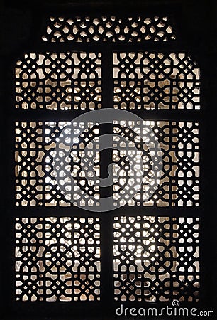 Ornament lattice window in india Stock Photo