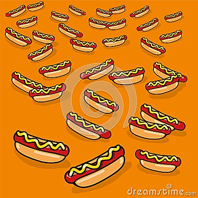 Ornament with many hotdogs Vector Illustration