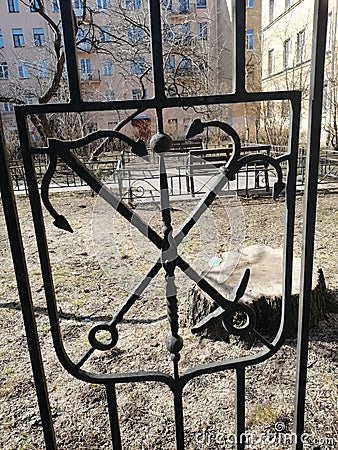 Ornament of fencing in the form of anchors Stock Photo