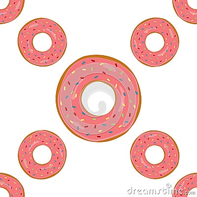 Ornament of round donuts with glaze. Seamless pattern. Vector Illustration