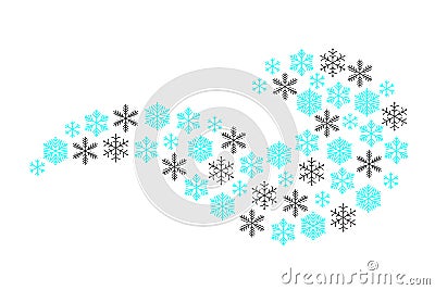 Ornament of snowflakes in the form of waves, curls or snow blizzard. Vector illustration Cartoon Illustration