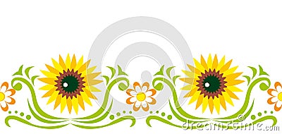 Ornament with sunflower Vector Illustration