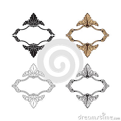 Ornament vector in baroque style for filigree. Vector Illustration