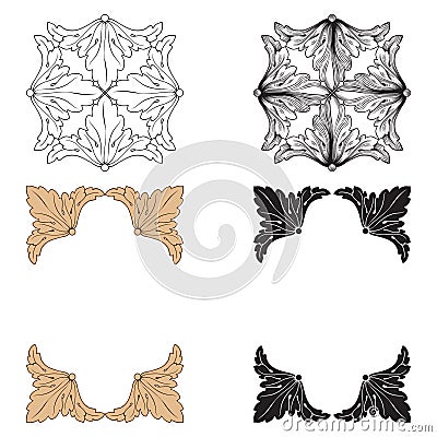 Ornament vector in baroque style for filigree. Vector Illustration