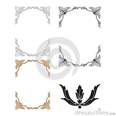 Ornament vector in baroque style for filigree. Vector Illustration