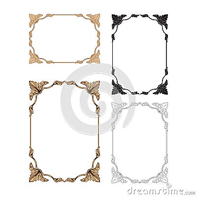 Ornament vector in baroque style for filigree. Vector Illustration