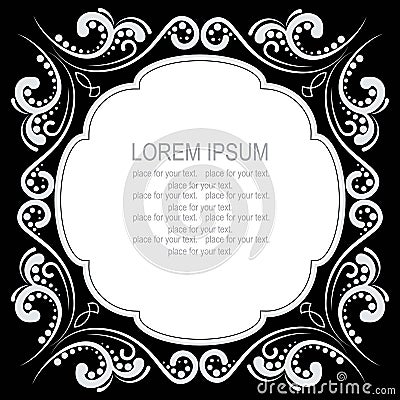 Ornamental black background for greeting card. Vector Illustration