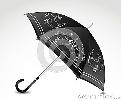 Ornamental black umbrella. Vector Vector Illustration