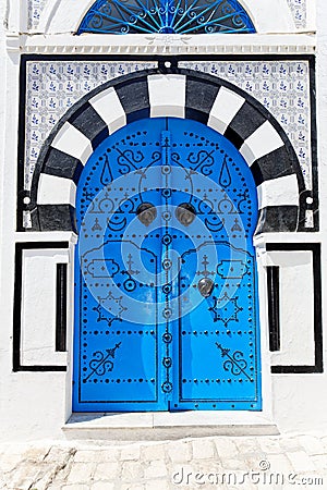 Ornamental Blue Door. Stock Photo