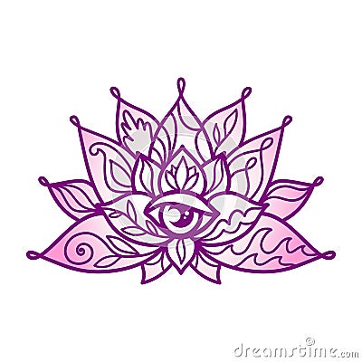 Ornamental Boho Style lotus Flower. Decoration in ethnic oriental, Indian style. Vector Illustration