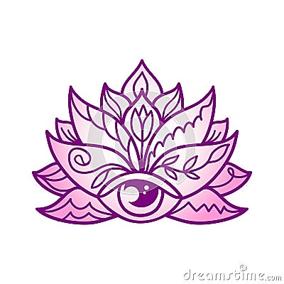 Ornamental Boho Style lotus Flower. Decoration in ethnic oriental, Indian style. Vector Illustration