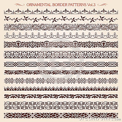 Ornamental border frame line vintage patterns 3 vector Vector Illustration