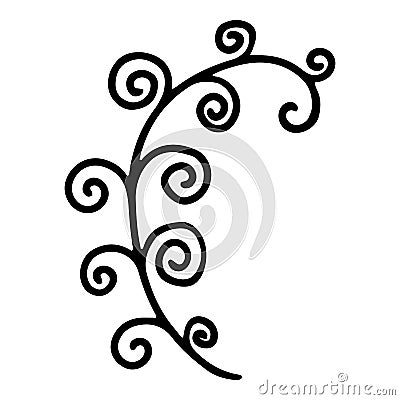 Ornamental branch icon, hand drawn style Vector Illustration