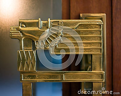 Ornamental Bronze Decorated Doorhandle Stock Photo