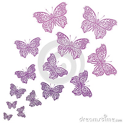 Ornamental butterflies. Vector Illustration