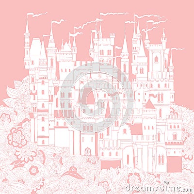Ornamental castle from a fairy tale Vector Illustration