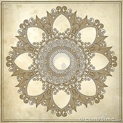 Ornamental circle floral pattern in grunge Vector Illustration