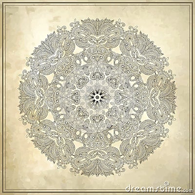 Ornamental circle floral pattern in grunge Vector Illustration