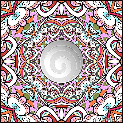 Ornamental colorful background, doodle frame Vector Illustration