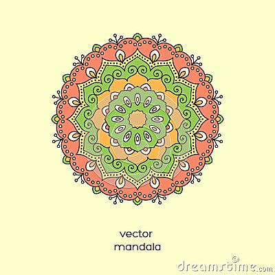 Ornamental colorful floral mandala. Stylish geometric pattern in Vector Illustration