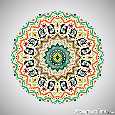 Ornamental colorful round geometric pattern in Vector Illustration