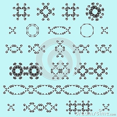 Ornamental decorative set. Vector ornate design elements. Vintage page decoration. Vector Illustration