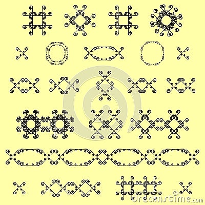 Ornamental decorative set. Vector ornate design elements. Vector Illustration