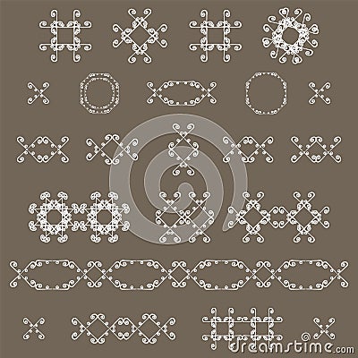 Ornamental decorative set. Vector ornate design elements. Vintage page decoration. Vector Illustration