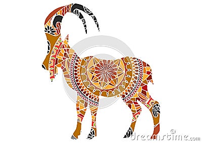 Vector Ornamental decorative symbol of the goat Vector Illustration