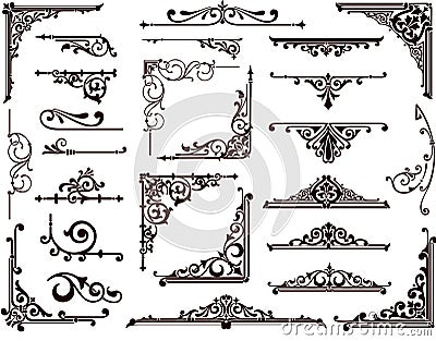 Ornamental design borders and corners Vector Illustration