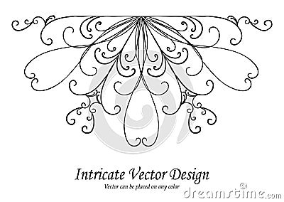 Ornamental design element vector, scalloped lace border or edge with curls and swirls in symmetrical pattern, wedding d Vector Illustration