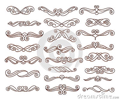 Ornamental design elements, series. Brown. Vector Illustration