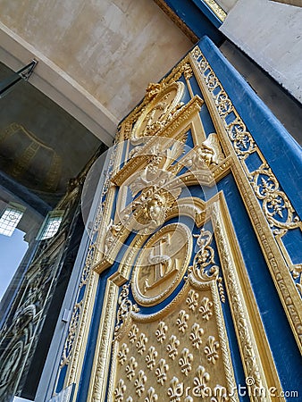 Ornamental door of the Saint-Louis-des-Invalides Cathedral Editorial Stock Photo